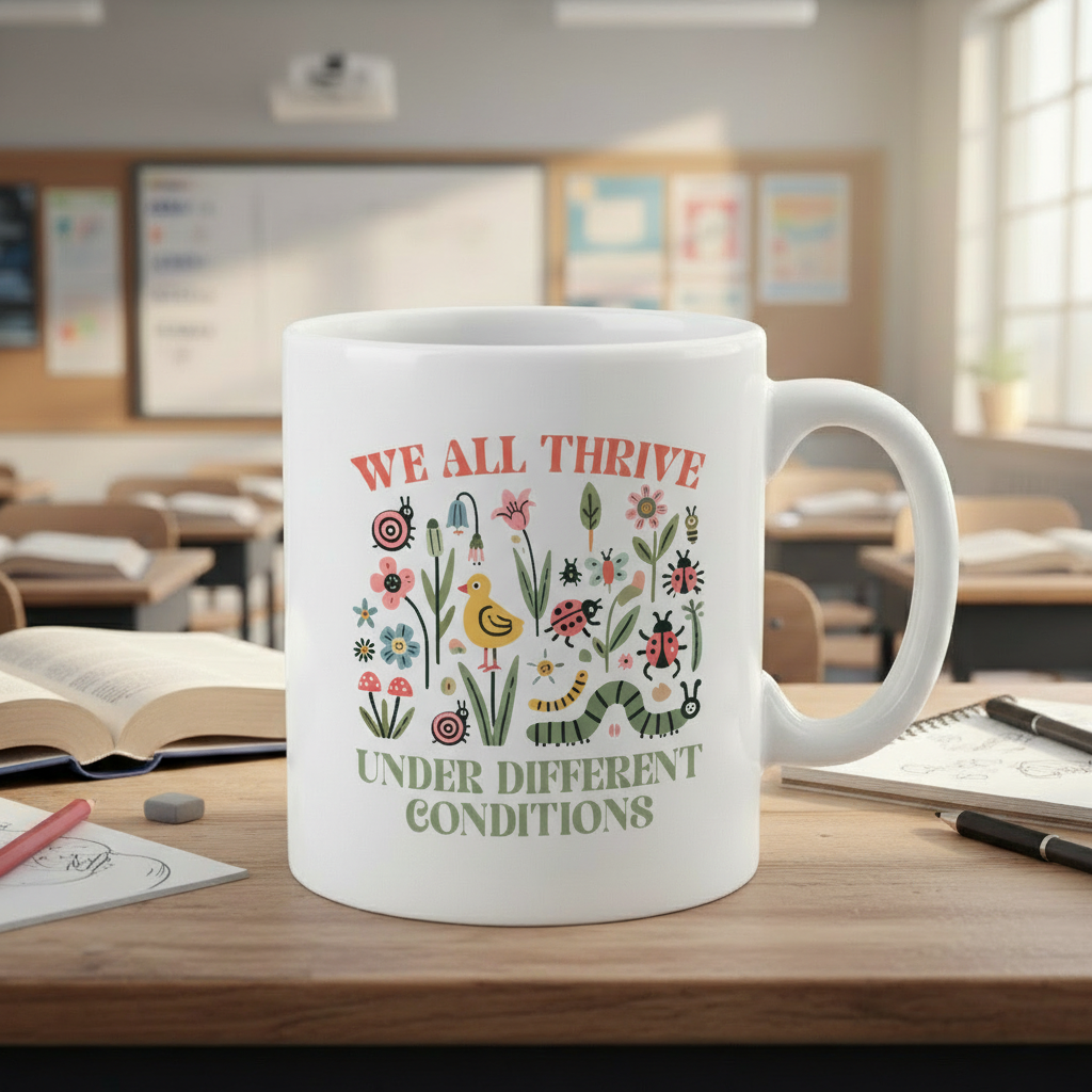 We All Thrive Under Different Conditions Mug, Teacher Coffee Mug, Special Education Teacher Mug