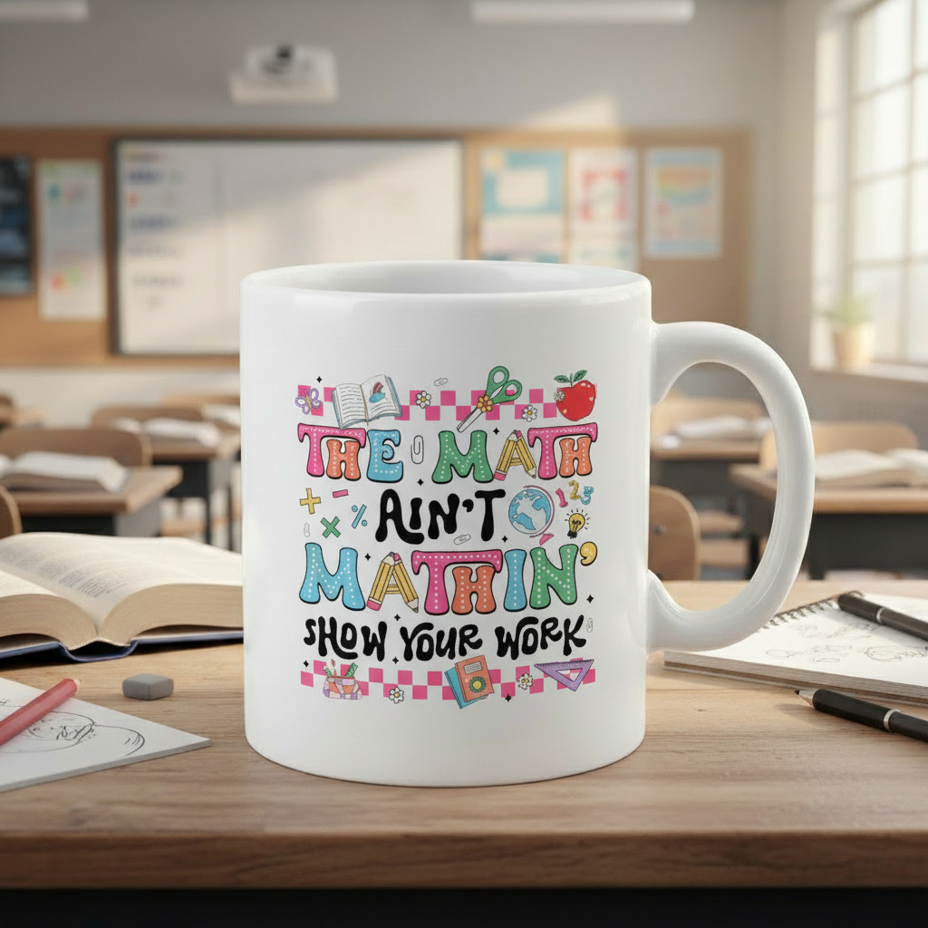 The Math Ain't Mathin' Show Your Work Teacher Mug, Math Teacher Coffee Mug