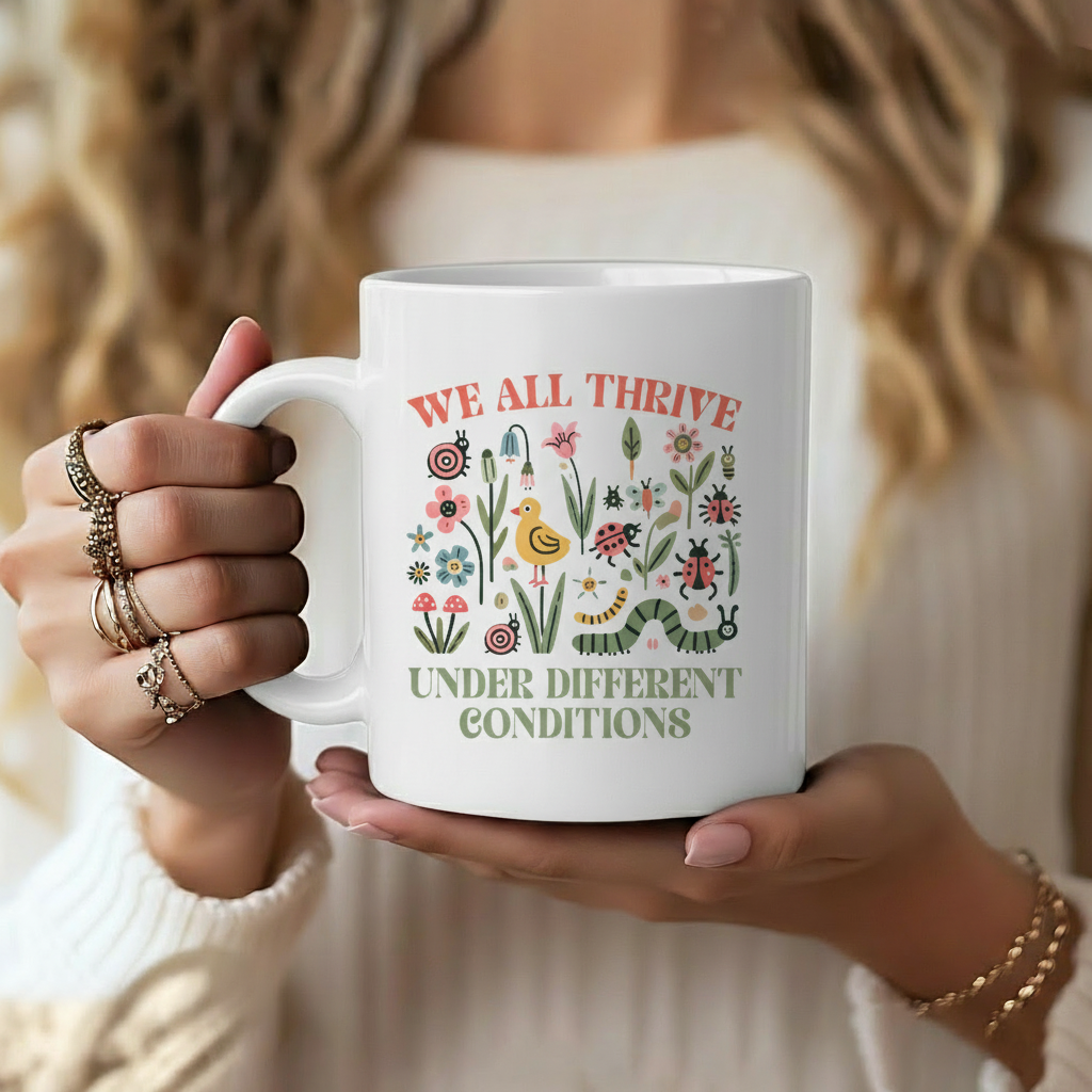 We All Thrive Under Different Conditions Mug, Teacher Coffee Mug, Special Education Teacher Mug