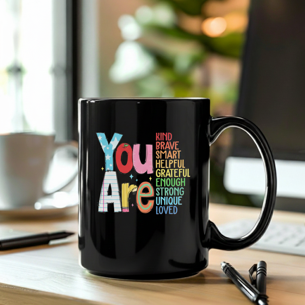 You Are Kind Brave Smart Mug, Back to school Teacher Mug, Teacher Gift Mug
