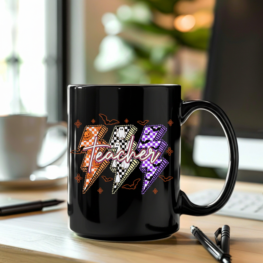 Lightning Teacher Ghost Boo Pumpkin Mug, Teacher Halloween Coffee Mug - Halloween Spooky Teacher Mug