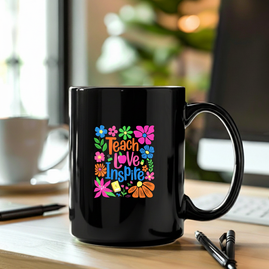 Teach Love Inspire Boho Floral Teacher Mug, Back to School Teacher Coffee Mug