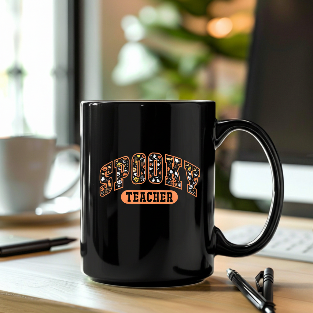 Halloween Spooky Teacher Coffee Mug, Teacher Ghost Boo Pumpkin Mug, Teacher Gift Mug