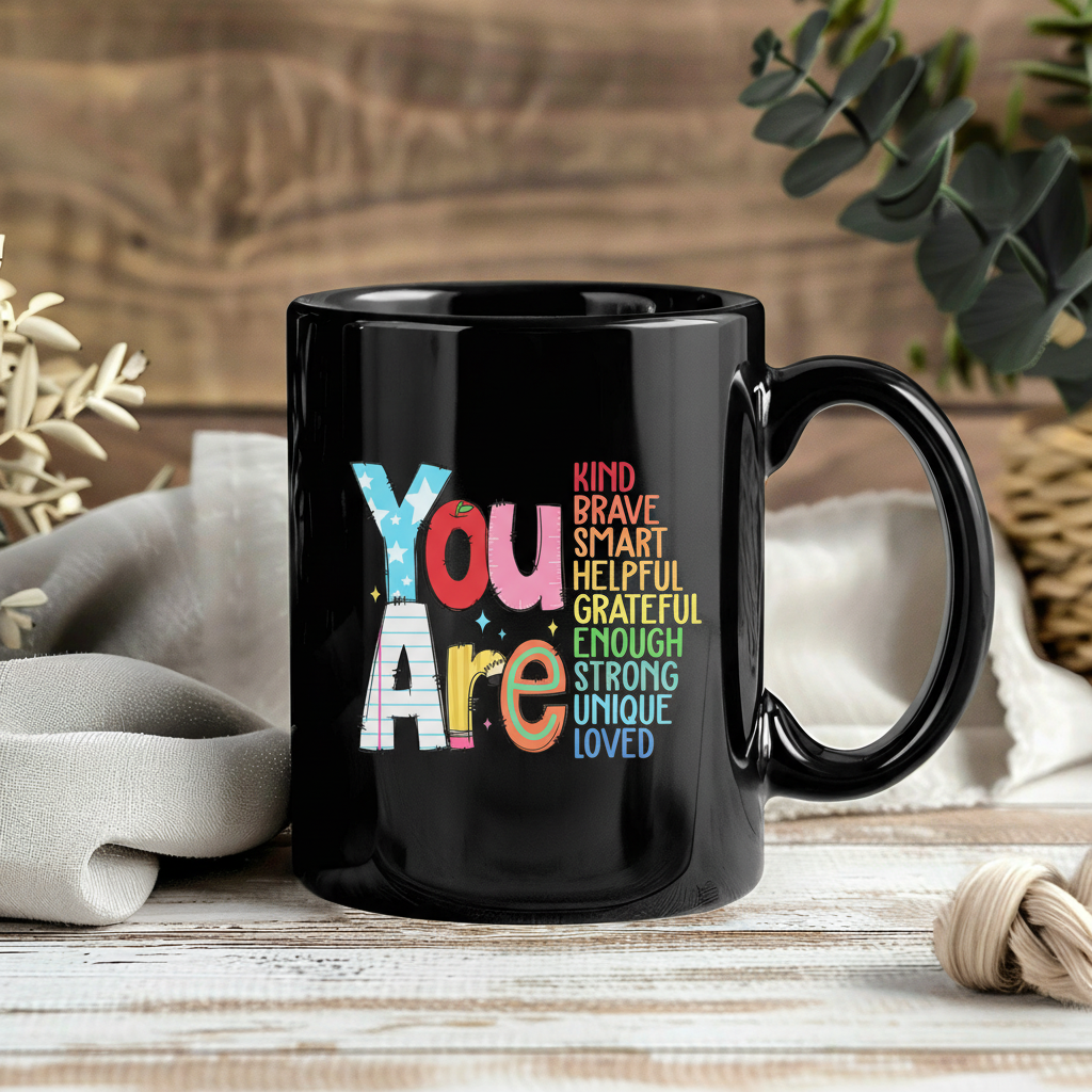 You Are Kind Brave Smart Mug, Back to school Teacher Mug, Teacher Gift Mug