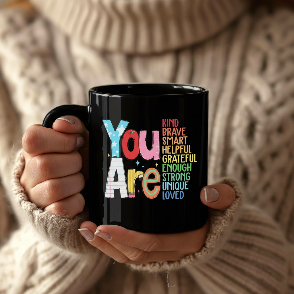 You Are Kind Brave Smart Mug, Back to school Teacher Mug, Teacher Gift Mug