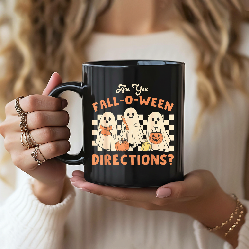 Are You Fall O Ween Directions Teacher Halloween Ghost Coffee Mug, Halloween Funny Teacher Mug