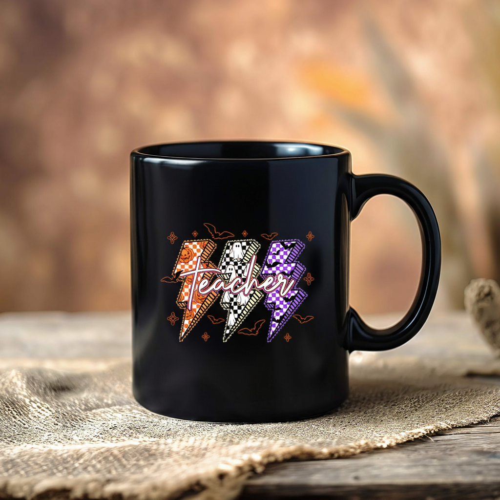Lightning Teacher Ghost Boo Pumpkin Mug, Teacher Halloween Coffee Mug - Halloween Spooky Teacher Mug