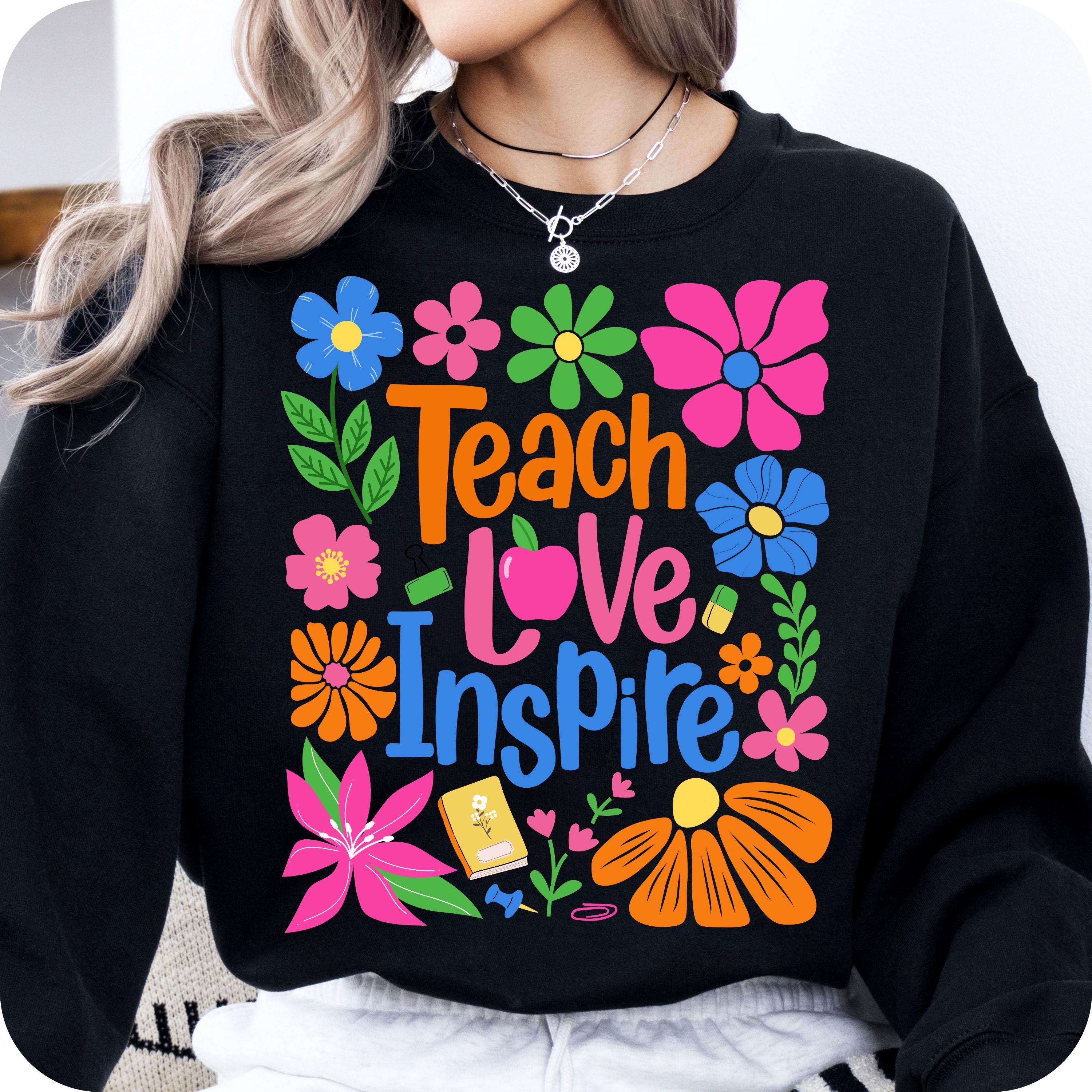 Teach Love Inspire Boho Floral Teacher Shirt, Back to School Teacher Shirt