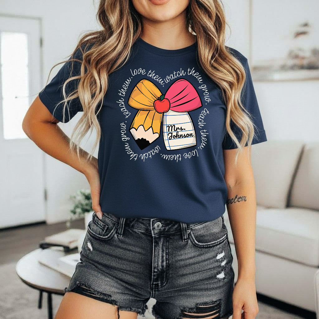 Custom Teacher Name Shirt, Personalized Teacher Appreciation Gift for Teacher Shirt Sweatshirt Hoodie, Back to School Tee, Christmas Teacher Shirt