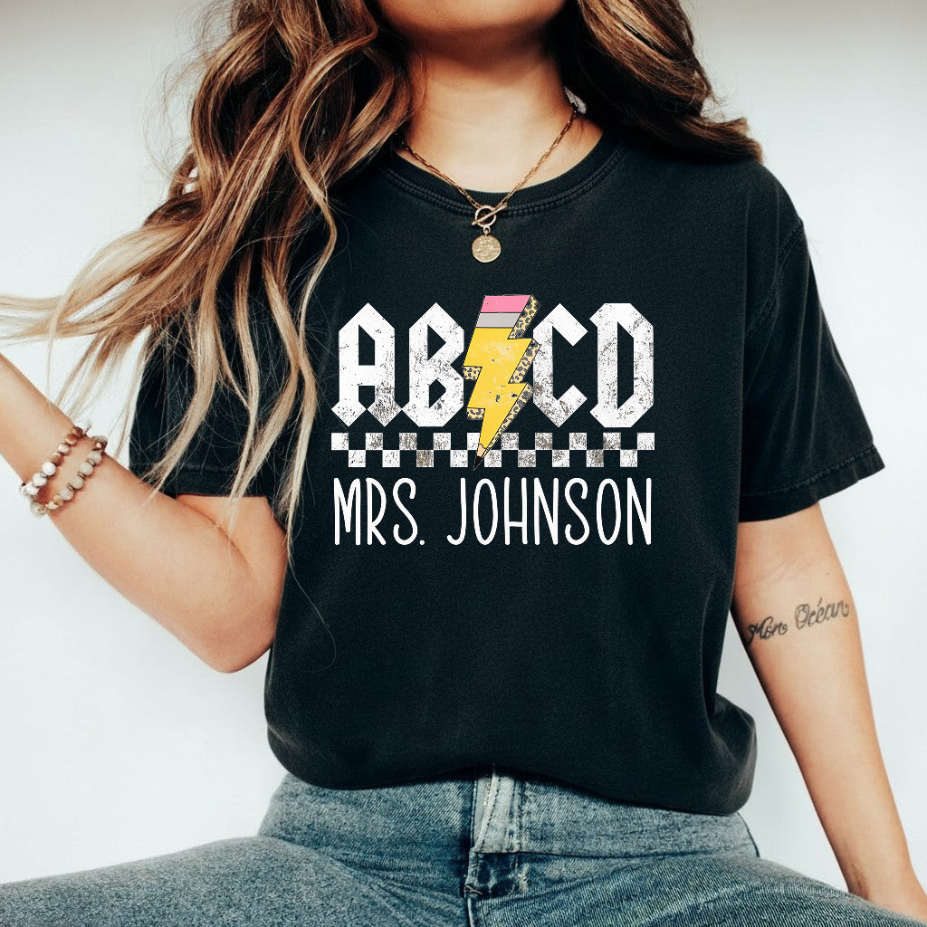 Personalized Teacher Gift, Custom Retro ABCD Name Teacher T-Shirt, Sweatshirt, Hoodie - Teacher Appreciation Gifts, Customized Christmas Gift for Teacher