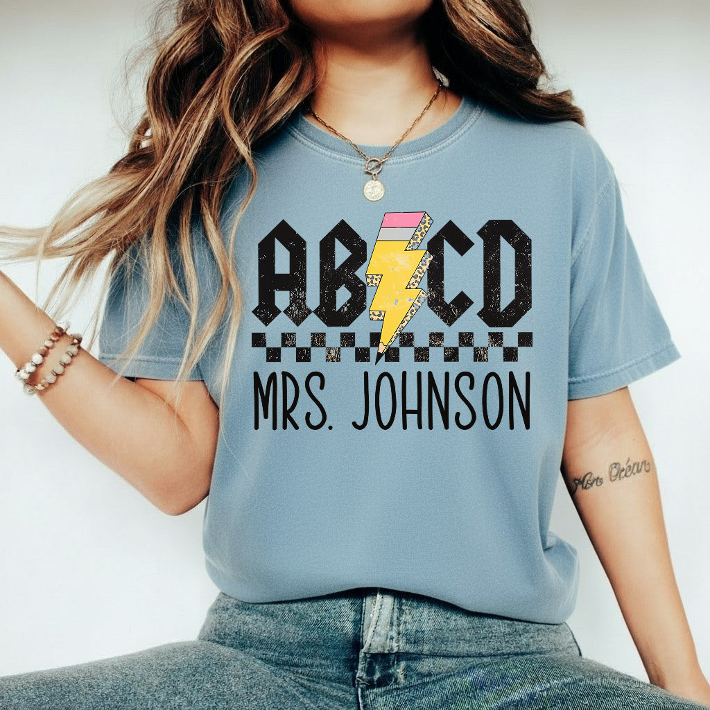 Personalized Teacher Gift, Custom Retro ABCD Name Teacher T-Shirt, Sweatshirt, Hoodie - Teacher Appreciation Gifts, Customized Christmas Gift for Teacher