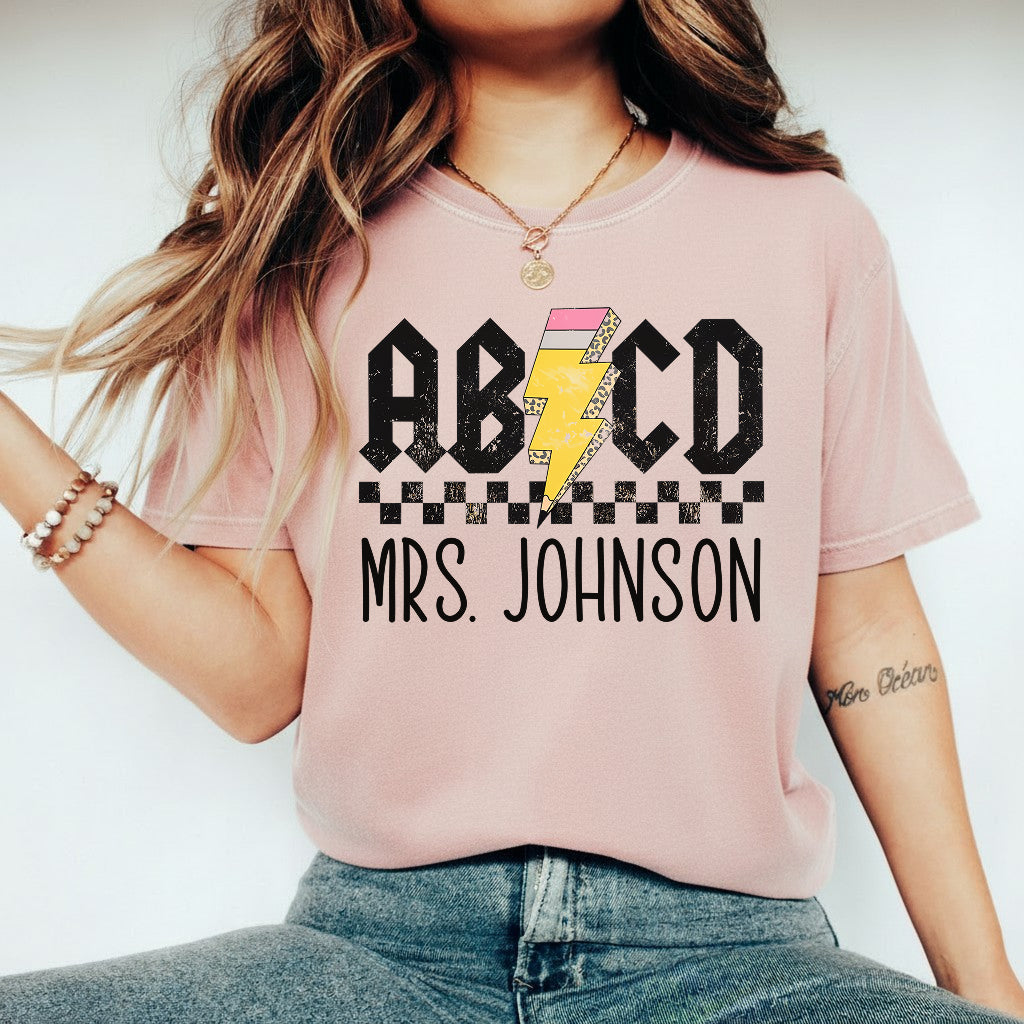 Personalized Teacher Gift, Custom Retro ABCD Name Teacher T-Shirt, Sweatshirt, Hoodie - Teacher Appreciation Gifts, Customized Christmas Gift for Teacher
