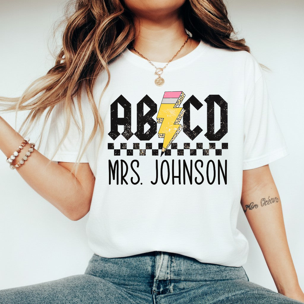 Personalized Teacher Gift, Custom Retro ABCD Name Teacher T-Shirt, Sweatshirt, Hoodie - Teacher Appreciation Gifts, Customized Christmas Gift for Teacher