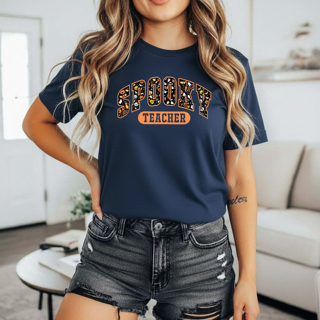 Halloween Spooky Teacher Shirt, Teacher Ghost Boo Pumpkin T-Shirt Sweatshirt Hoodie, Teacher Gift Shirt