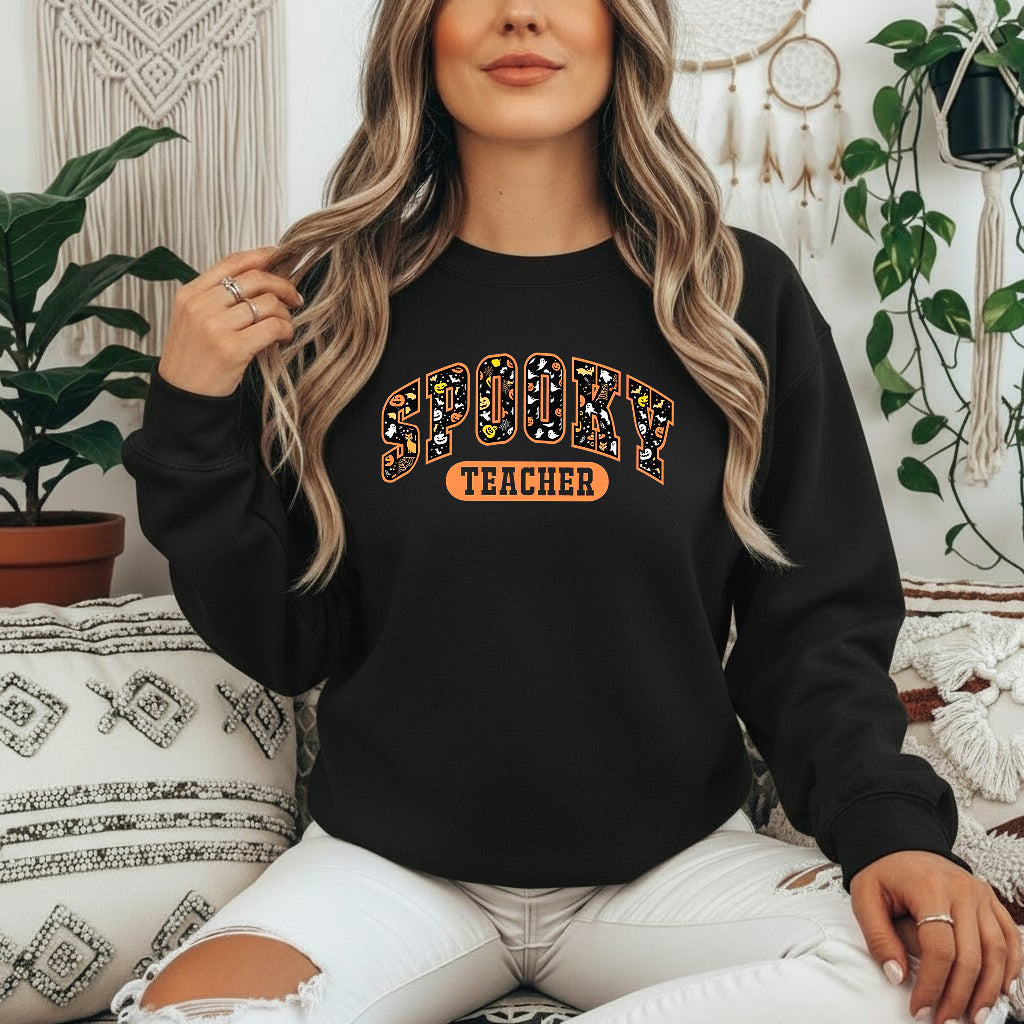 Halloween Spooky Teacher Shirt, Teacher Ghost Boo Pumpkin T-Shirt Sweatshirt Hoodie, Teacher Gift Shirt