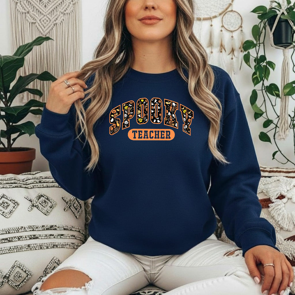 Halloween Spooky Teacher Shirt, Teacher Ghost Boo Pumpkin T-Shirt Sweatshirt Hoodie, Teacher Gift Shirt