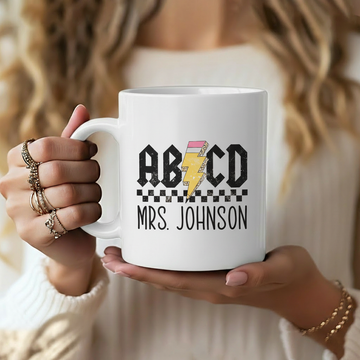Personalized Teacher Gift, Custom Retro ABCD Name Teacher Mug - Teacher Appreciation Gifts, Customized Christmas Gift for Teacher